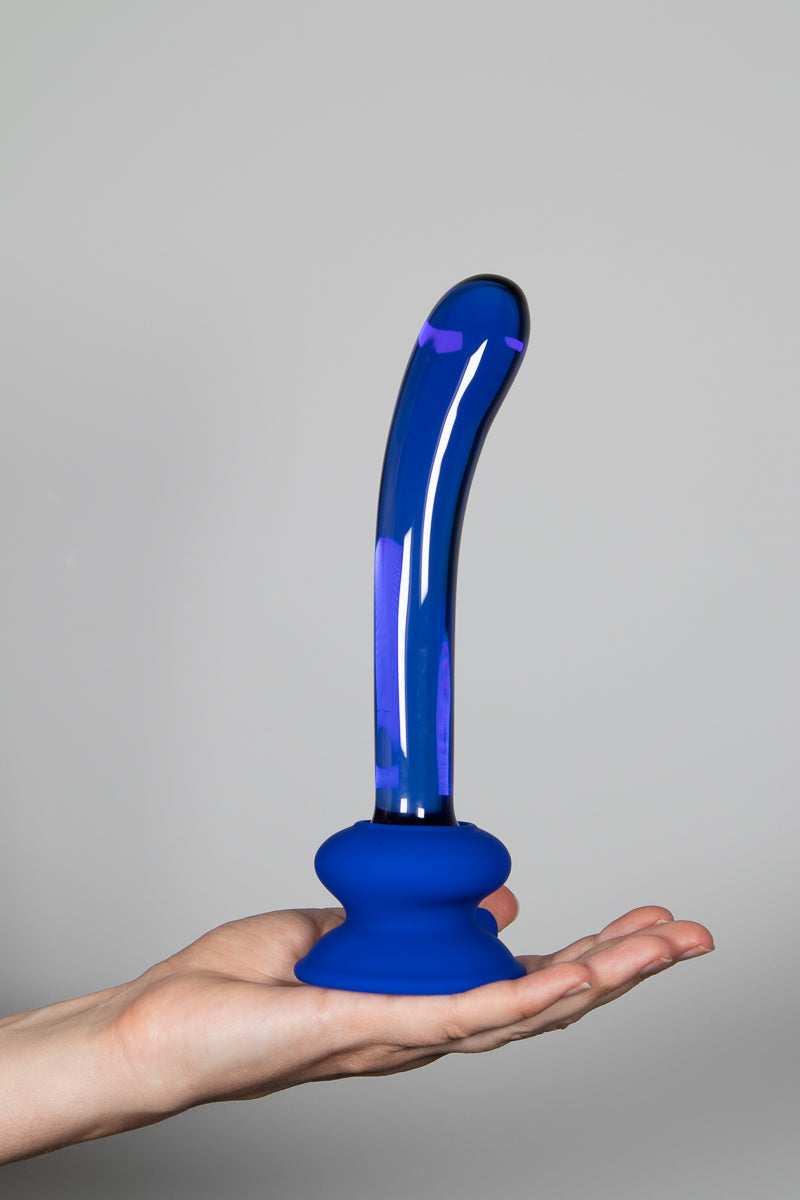 Icicles Curved Blue Suction Dildo