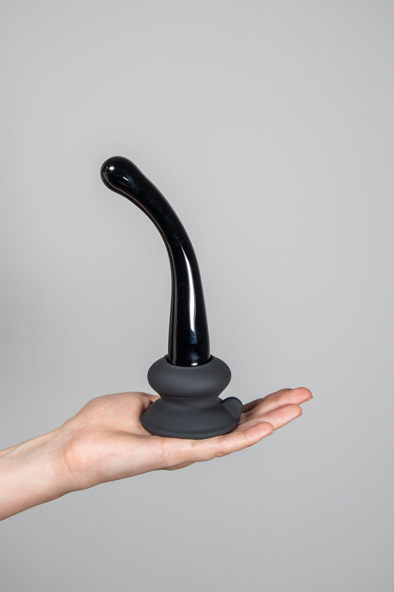 Icicles Curved Black Suction Dildo