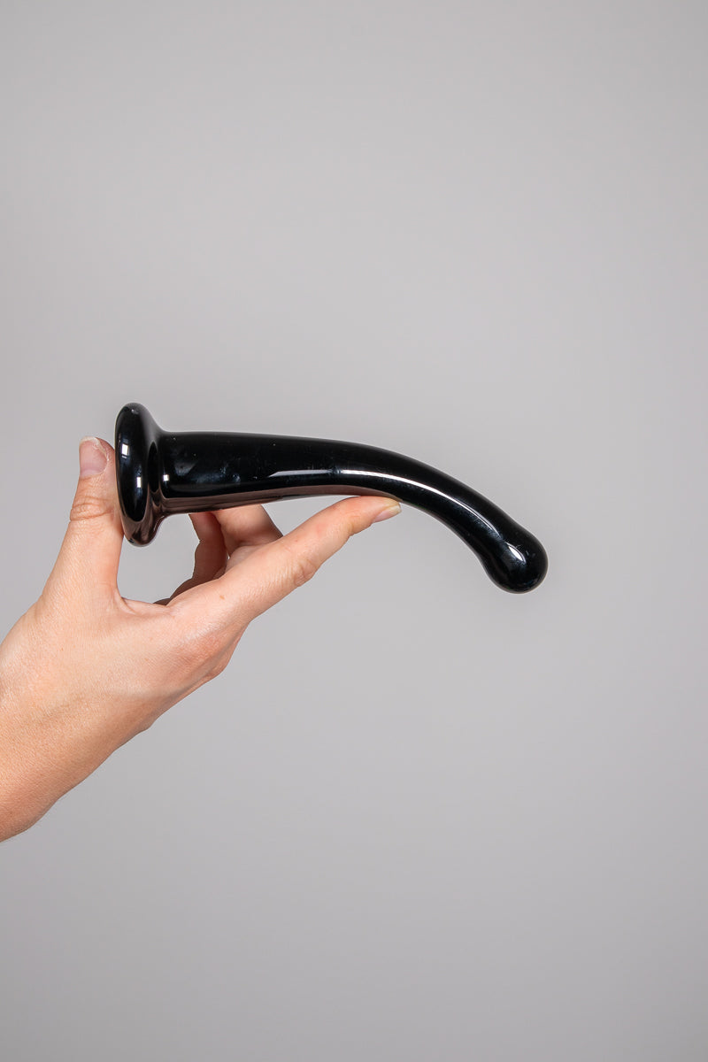 Icicles Curved Black Suction Dildo